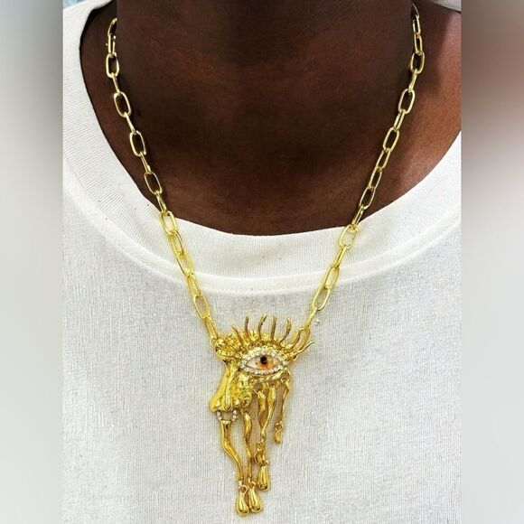 Vintage evil eye necklace M594 - Picture 1 of 5